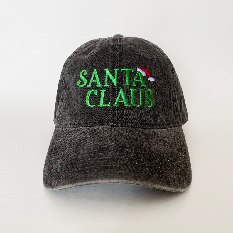 Vintage Black Santa Claus Hat   Embroidered Christmas Baseball Cap With Green Lettering And Santa Hat Design Festive Holiday Unisex Cotton Cap 1761552457866.jpg