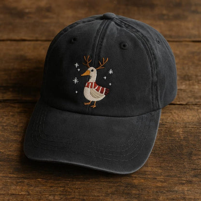 Christmas Goose Hat Embroidered Cap With Reindeer Antlers Scarf And Snowflakes 1761554974663.jpg