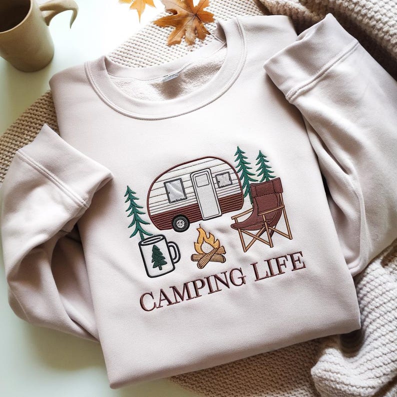 Camping Life Embroidered Crewneck Sweatshirt Camping Sweatshirt Hiking Sweatshirt Camping Trip Crew Hoodie Camper Sweater Bonfire Hoodie 1761622696376.jpg