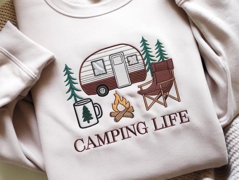 Camping Life Embroidered Crewneck Sweatshirt Camping Sweatshirt Hiking Sweatshirt Camping Trip Crew Hoodie Camper Sweater Bonfire Hoodie 1761622696418.jpg