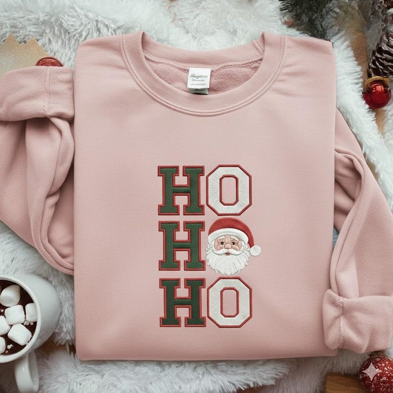 Christmas Santa Ho Ho Ho Embroidered Sweatshirt Funny Christmas Hoodie Christmas Sweater Family Christmas Sweatshirt Christmas Vacation Hoodie 1761634853907.png