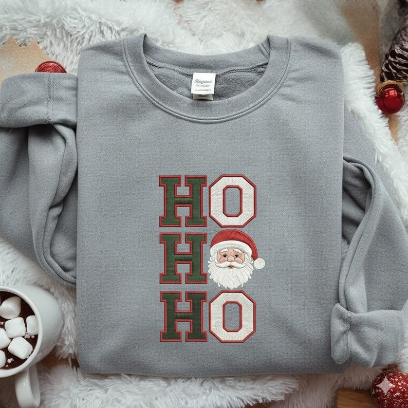 Christmas Santa Ho Ho Ho Embroidered Sweatshirt Funny Christmas Hoodie Christmas Sweater Family Christmas Sweatshirt Christmas Vacation Hoodie 1761634854122.png