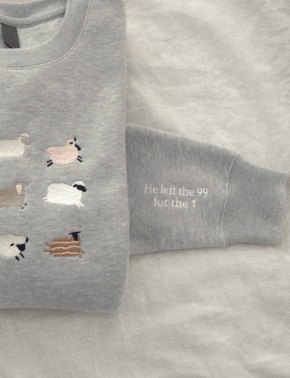 Lost Sheep Embroidered Sweatshirt Jesus Leaves The 99 The Lord My Shepherd Crewneck Psalm 23 Christian Apparel Sweater Faith Cozy Gift 1761644871915.jpg