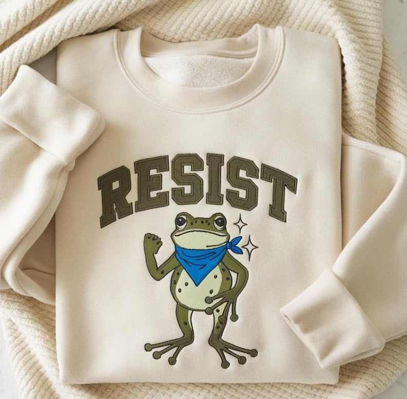 Embroidered Resist Frog Sweatshirt Free Portland Hoodie Freedom Frog Sweater Anti Maga Sweatshirt Political Sweatshirt Feminist Hoodie 1761704655177.jpg