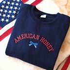 American Honey Embroidered Sweatshirt Red White Blue Hoodie Gift For Usa Independence Fourth Of July Memorial Patriotic Girl Gift 1761709950614.jpg