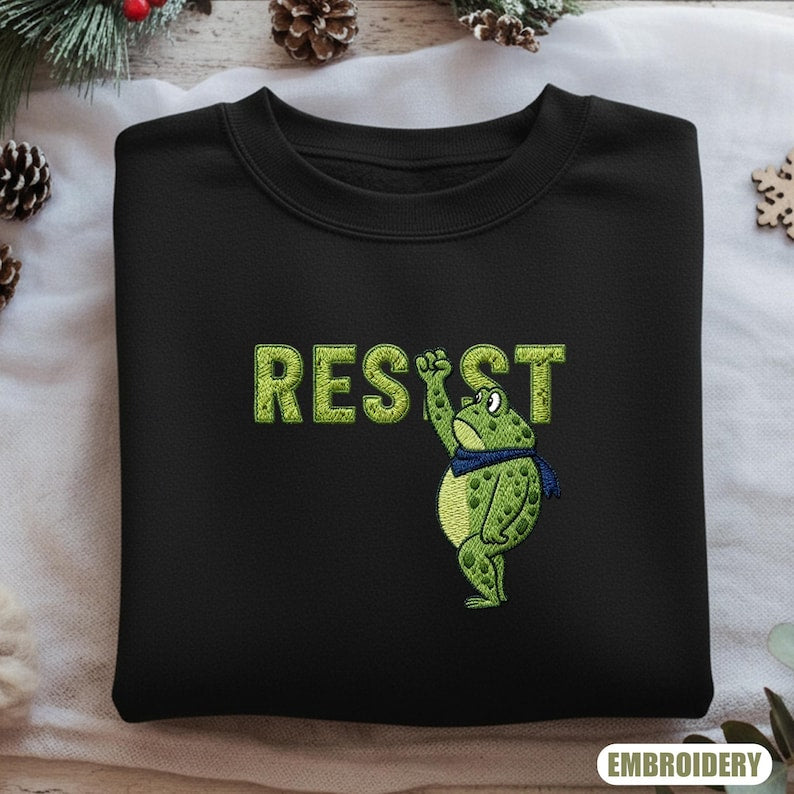 Embroidered Frog Resist Sweatshirt Anti Ice Protest Embroidery Hoodie Portland Frog Embroidered Sweater Protest Symbol Of Resistance Hoodie 1761724246859.jpg