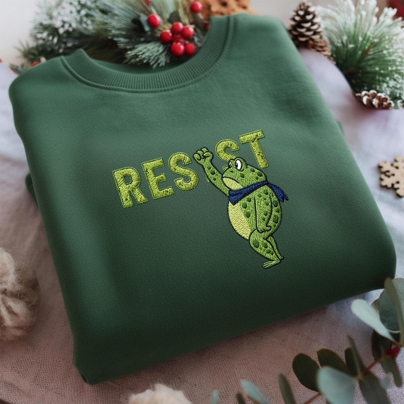 Embroidered Frog Resist Sweatshirt Anti Ice Protest Embroidery Hoodie Portland Frog Embroidered Sweater Protest Symbol Of Resistance Hoodie 1761724246948.jpg