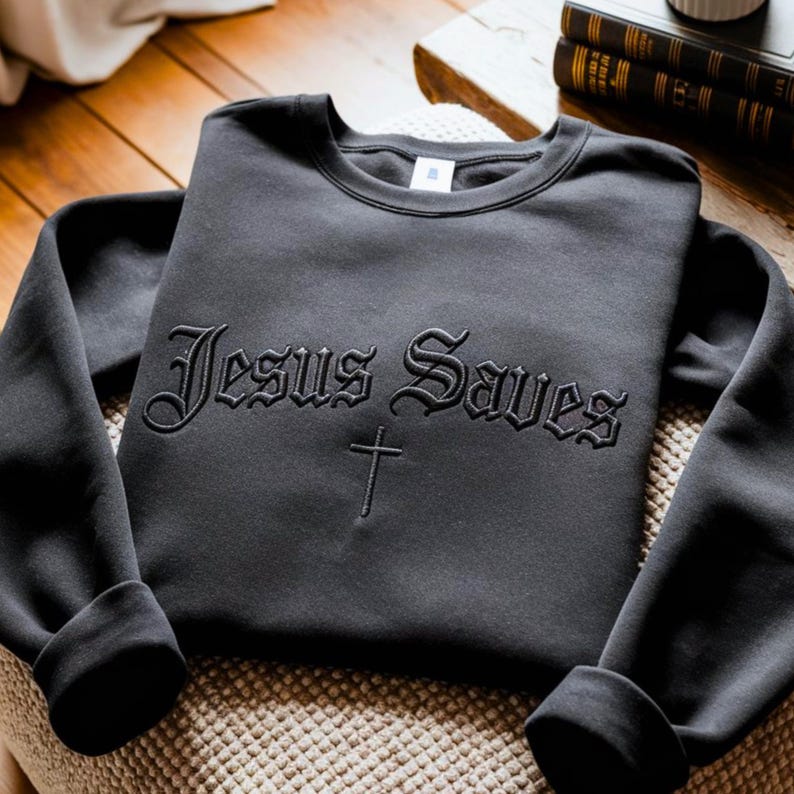 Embroidered Jesus Saves Shirt Minimalist Christian Apparel 1761795015391.jpg