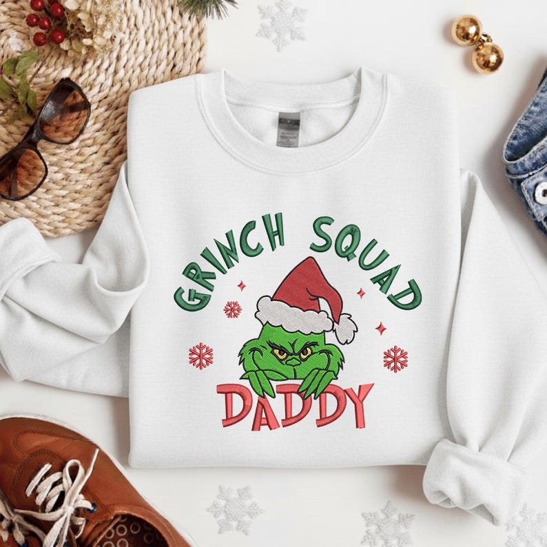 Grinch Squad Daddy Sweatshirt   Funny Christmas Hoodie With Santa Hat Grinch Design Holiday Matching Family Sweater Gift For Dad 1761897105869.jpg