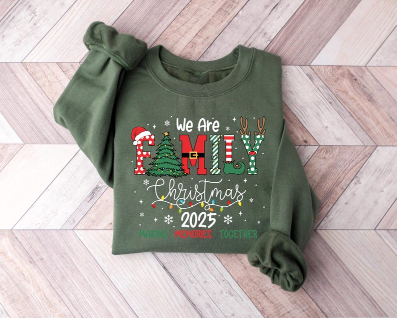 2025 Christmas Crew Sweatshirt We Are Family Christmas Family Christmas Tops Festive Holiday Shirt Christmas Party Tee 1761963489923.jpg