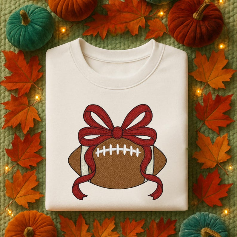 Football With Bow Embroiderer Sweatshirt Cute Sports Ball Embroidered Hoodie Embroidered Football Coquette Sweater 1761965361585.png