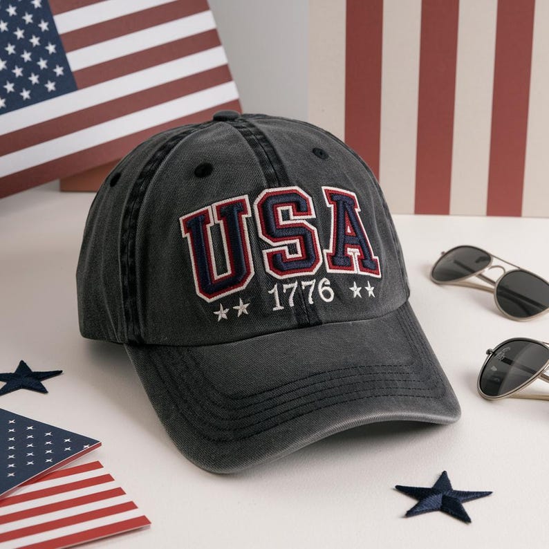 Embroidered Usa Patriotic Washed Hat Usa Baseball Hat Blue Usa Baseball Cap July 4th Memorial Day Ponytail Hat 4th Of July Gifts 1761969353158.jpg