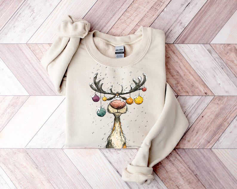 Vintage Reindeer Sweatshirt Cute Christmas Sweatshirt Retro Reindeer Sweatshirt Merry Christmas Sweatshirt Christmas Reindeer Sweatshirt 1762135406382.jpg