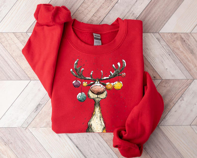 Vintage Reindeer Sweatshirt Cute Christmas Sweatshirt Retro Reindeer Sweatshirt Merry Christmas Sweatshirt Christmas Reindeer Sweatshirt 1762135406397.jpg