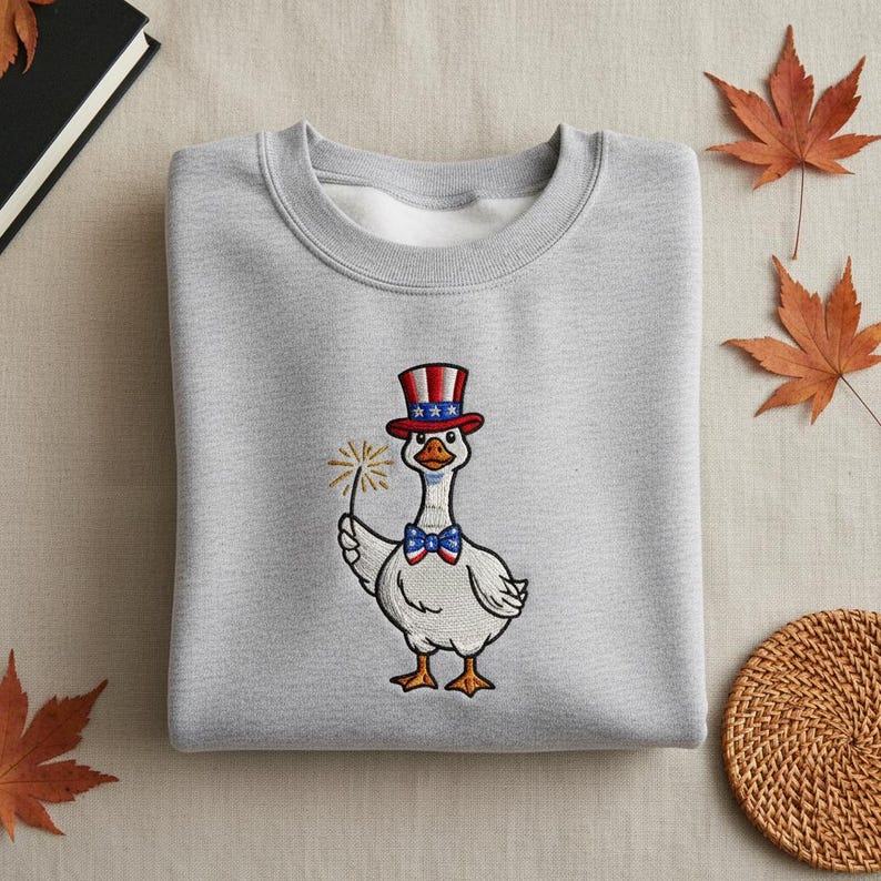 Patriotic Goose Embroidered Sweatshirt Funny 4th Of July Goose Hoodie Uncle Sam Bird Sweater Independence Day Gift 1762154450705.jpg