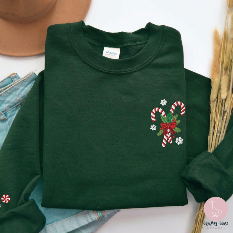 Embroidered Christmas Sweatshirt Candy Cane Sweatshirt Christmas Sweatshirt For Women Christmas Shirt Christmas Sweater Holiday Sweater 1762159301615.jpg