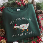Festive Goose On The Loose Sweatshirt Funny Christmas Goose Shirt Embroidered Holiday Crewneck Ugly Sweater Party Top 1762159546403.jpg