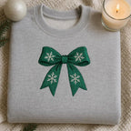 Embroidered Christmas Snowflake Bow Sweatshirt Winter Holiday Crewneck Festive Green Ribbon Sweater Xmas Gift Cute Winter Hoodie 1762222797448.jpg