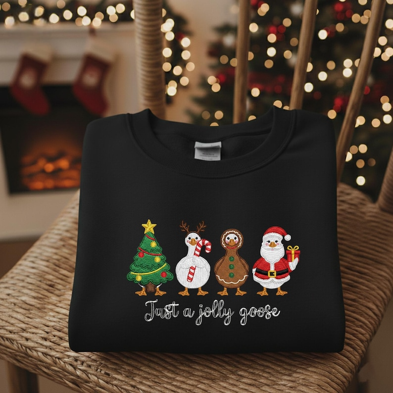 Silly Goose Embroidered Christmas Sweatshirt Just A Jolly Goose Lover Gift Holiday Sweater Xmas Crewneck Lights Santa Goose Hoodie 1762227475021.png