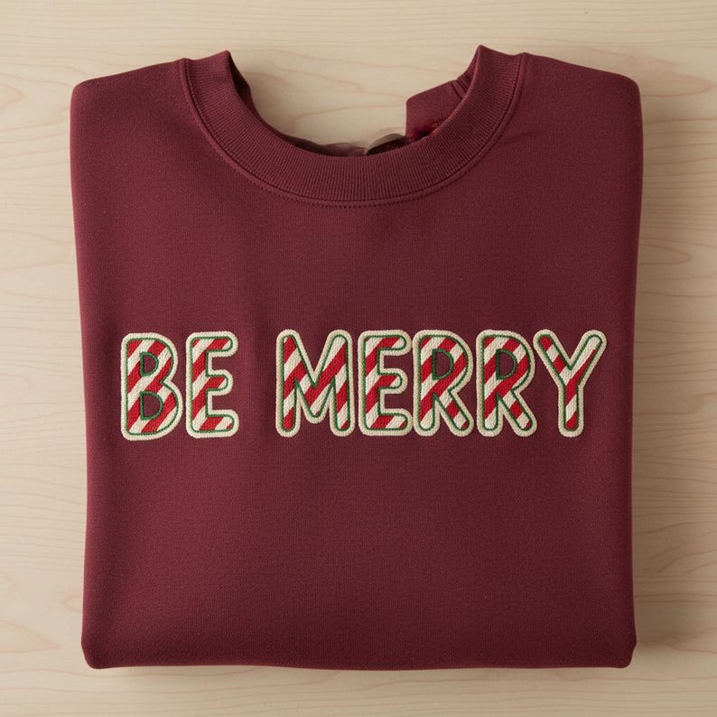Embroidered Be Merry Candy Cane Sweatshirt Christmas Holiday Lettering Crewneck Festive Xmas Embroidered Hoodie Stripe Pattern Sweater 1762243257835.jpg