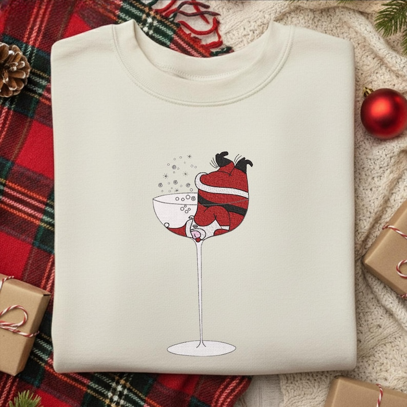 Santa Claus In A Glass Of Champagne Embroidery Sweatshirt Funny Santa Embroidered Hoodie Drunk Santa Christmas Sweater Wine Lover 1762243999965.png