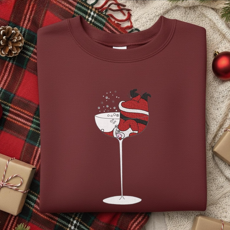 Santa Claus In A Glass Of Champagne Embroidery Sweatshirt Funny Santa Embroidered Hoodie Drunk Santa Christmas Sweater Wine Lover 1762244000608.png