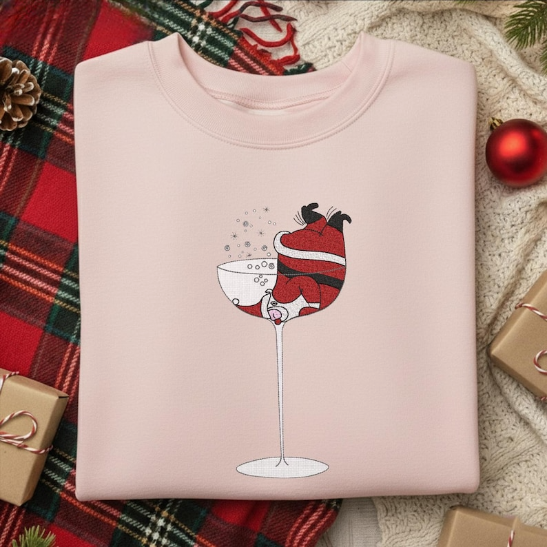 Santa Claus In A Glass Of Champagne Embroidery Sweatshirt Funny Santa Embroidered Hoodie Drunk Santa Christmas Sweater Wine Lover 1762244000619.png