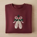 Embroidered Christmas Ballet Pointe Shoes Sweatshirt Holly And Ribbon Dancer Crewneck Nutcracker Inspired Ballet Embroidered Hoodie 1762245232005.jpg