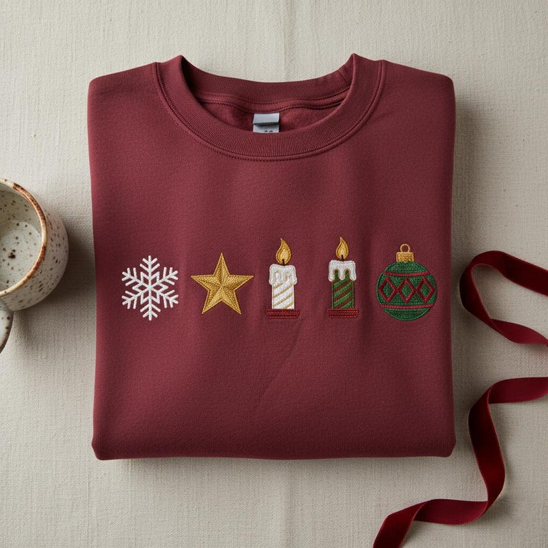 Embroidered Christmas Candle Sweatshirt Snowflake Star Ornament Design Holiday Hoodie Festive Seasonal Apparel Xmas Gift 1762245910963.jpg