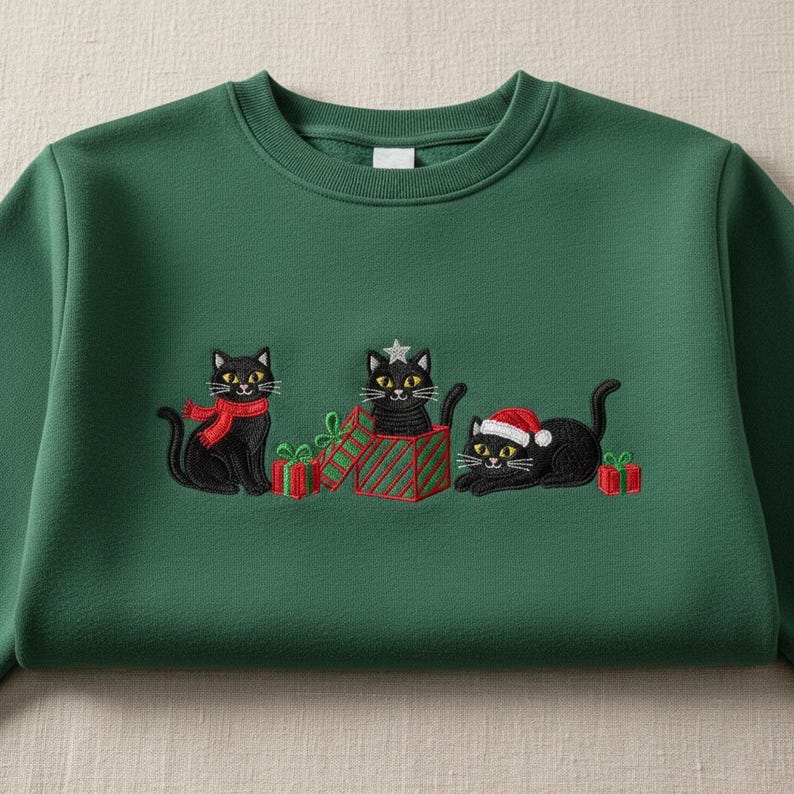 Black Cat Christmas Embroidered Sweatshirt Cat Lovers Crewneck Xmas Gifts For Women Cat Mom Hoodie Pet Owner Sweater Trendy Winter Hoodie 1762308559604.jpg