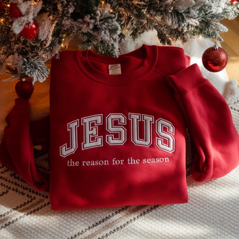 Embroidered Jesus The Reason For The Season Sweatshirt Faith Christmas Tree Sweater Merry And Bright Shirt Christmas Christian Crewneck 1762308737123.jpg