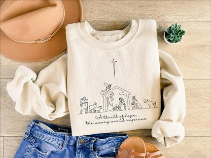 A Thrill Of Hope The Weary World Rejoices Sweatshirt  Christian Christmas Sweater Nativity Scene Jesus Lover Gift 1762311598666.jpg