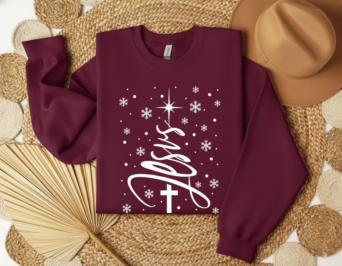Jesus Christmas Tree Sweatshirt Christian Christmas Tshirt Snowflakes Sweater Jesus Lovers Gift Christian Gifts For Christmas 1762312966190.png