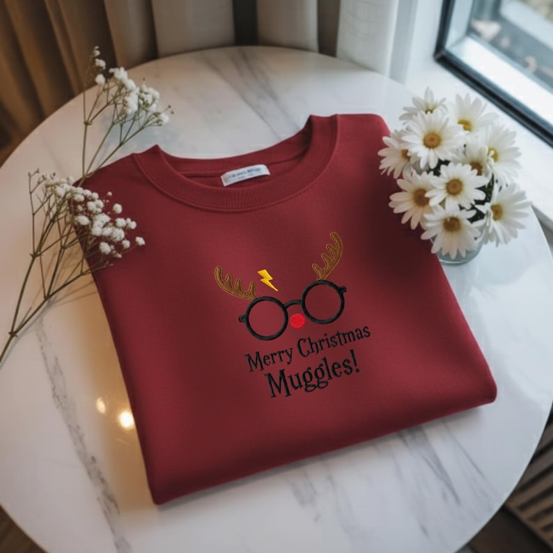 Merry Christmas Muggles Embroidered Sweatshirt Magic Harry Hoodie Wizard School Sweater Matching Holiday Hoodie Family Christmas Sweatshirt 1762315382044.png