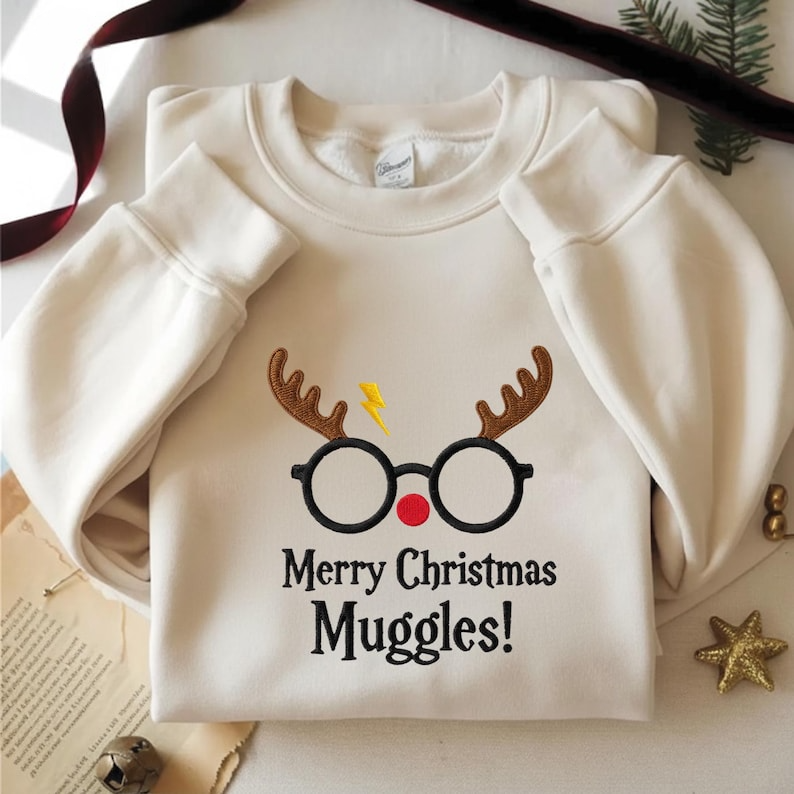 Merry Christmas Muggles Embroidered Sweatshirt Magic Harry Hoodie Wizard School Sweater Matching Holiday Hoodie Family Christmas Sweatshirt 1762315382047.png