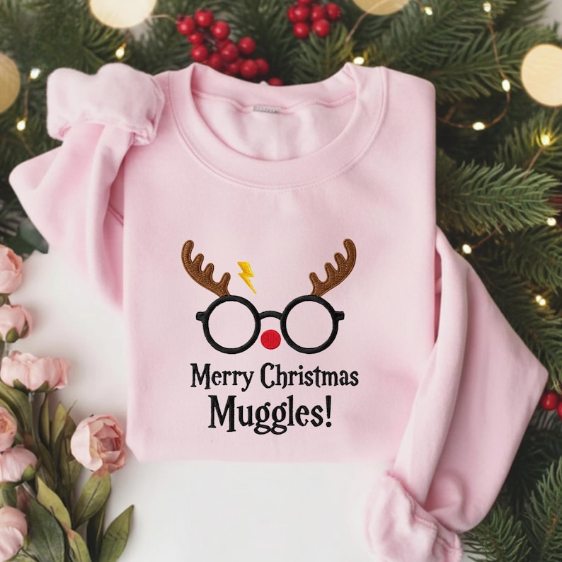 Merry Christmas Muggles Embroidered Sweatshirt Magic Harry Hoodie Wizard School Sweater Matching Holiday Hoodie Family Christmas Sweatshirt 1762315382159.png