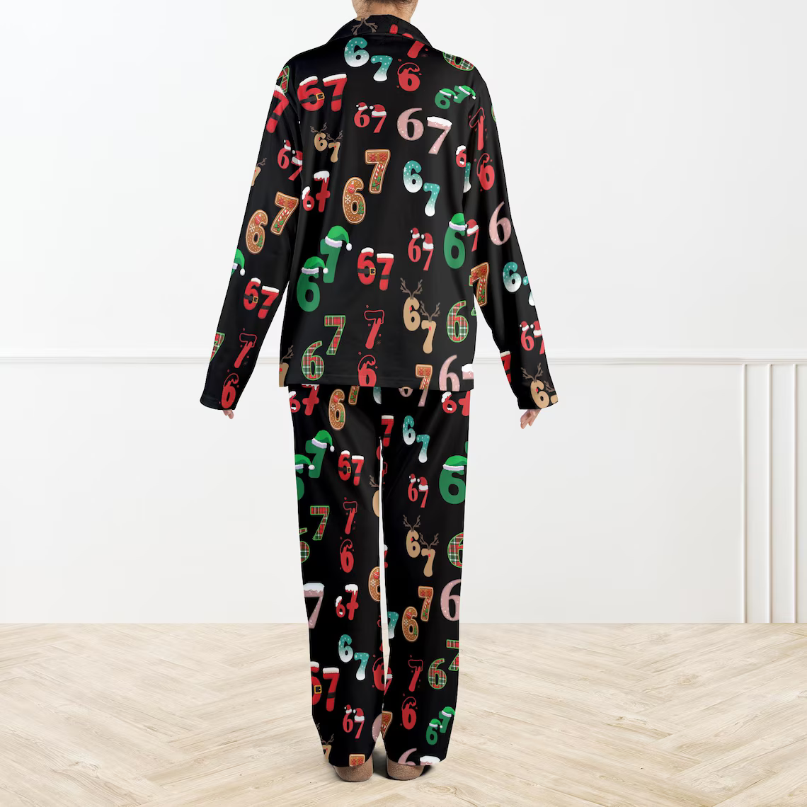 Six Seven Meme Christmas Contrast Pajamas Set For Women And Kids Funny Christmas Pjs Viral Number Print Sleepwearmatching Xmas Loungewear 1762315435960.png