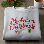 Hooked On Christmas Embroidered Sweatshirt Fishing Holiday Hoodie Fisherman Christmas Sweater Cute Fish Hook Embroidery Gift 1762329409238.jpg