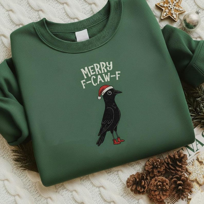 Funny Crow Christmas Sweatshirt   Merry F Caw F Embroidered Holiday Hoodie Sarcastic Xmas Gift Cute Bird Lover Sweater For Men Women Friends 1762331919517.jpg