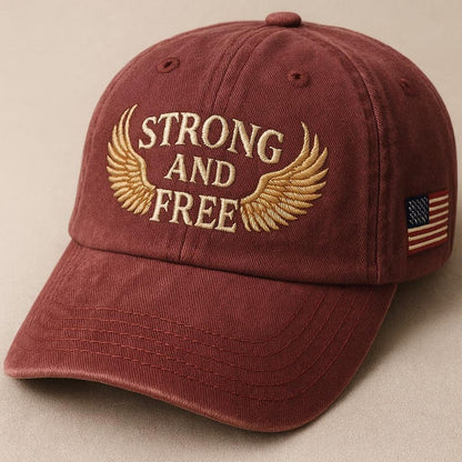 Embroidered Strong And Free Dad Hat Patriotic Wings Cap American Pride Washed Cap Freedom Motto Usa Military Gift 1762394372212.jpg