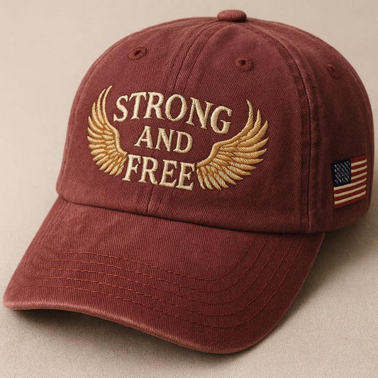Embroidered Strong And Free Dad Hat Patriotic Wings Cap American Pride Washed Cap Freedom Motto Usa Military Gift 1762394372212.jpg