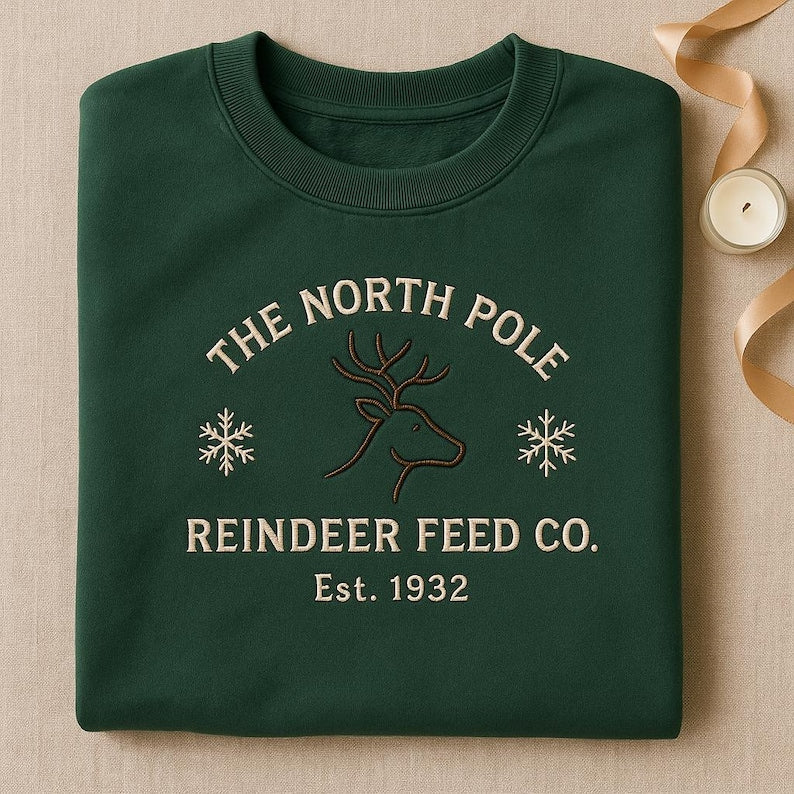 Embroidered North Pole Reindeer Feed Co Sweatshirt Christmas Vintage Logo Crewneck Festive Holiday Hoodie Winter Sweater 1762398620524.jpg