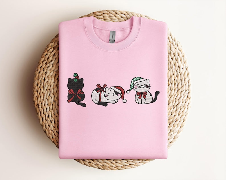 Cute Cat Christmas Embroidered Sweatshirt Cat Lover Gift For Christmas Cat Mommy Sweater Winter Hoodie Cat Lover Embroidered Hoodie 1762414711589.jpg