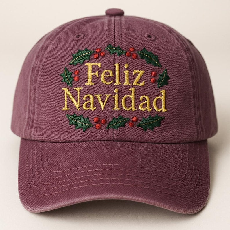 Feliz Navidad Embroidered Dad Cap Holiday Holly Wreath Hat Spanish Christmas Cap Festive Xmas Gift Idea Winter Accessory 1762419473062.jpg