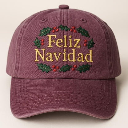 Feliz Navidad Embroidered Dad Cap Holiday Holly Wreath Hat Spanish Christmas Cap Festive Xmas Gift Idea Winter Accessory 1762419473062.jpg