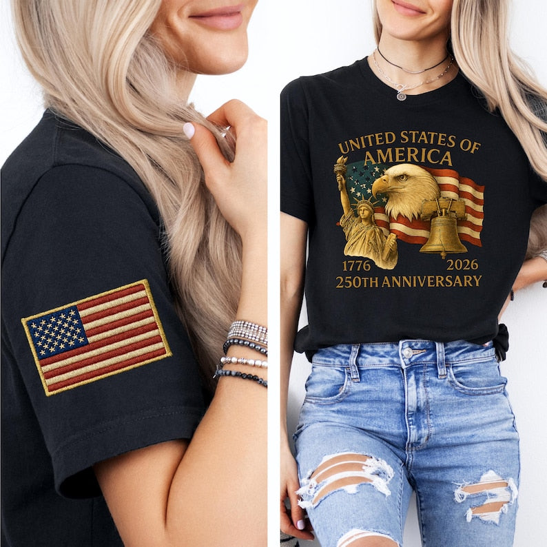 Eagle Liberty United States 250th Anniversary Embroidered Shirt Sweatshirt Hoodie 2026 Adjustable Patriotic Apprel With Bald Eagle For Veterans 1762420860873.jpg