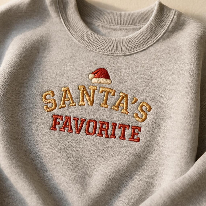 Embroidered Santas Favorite Sweatshirt Funny Christmas Holiday Hoodie Xmas Sweater Alternative Winter Season Gift For Her 1762487064590.jpg