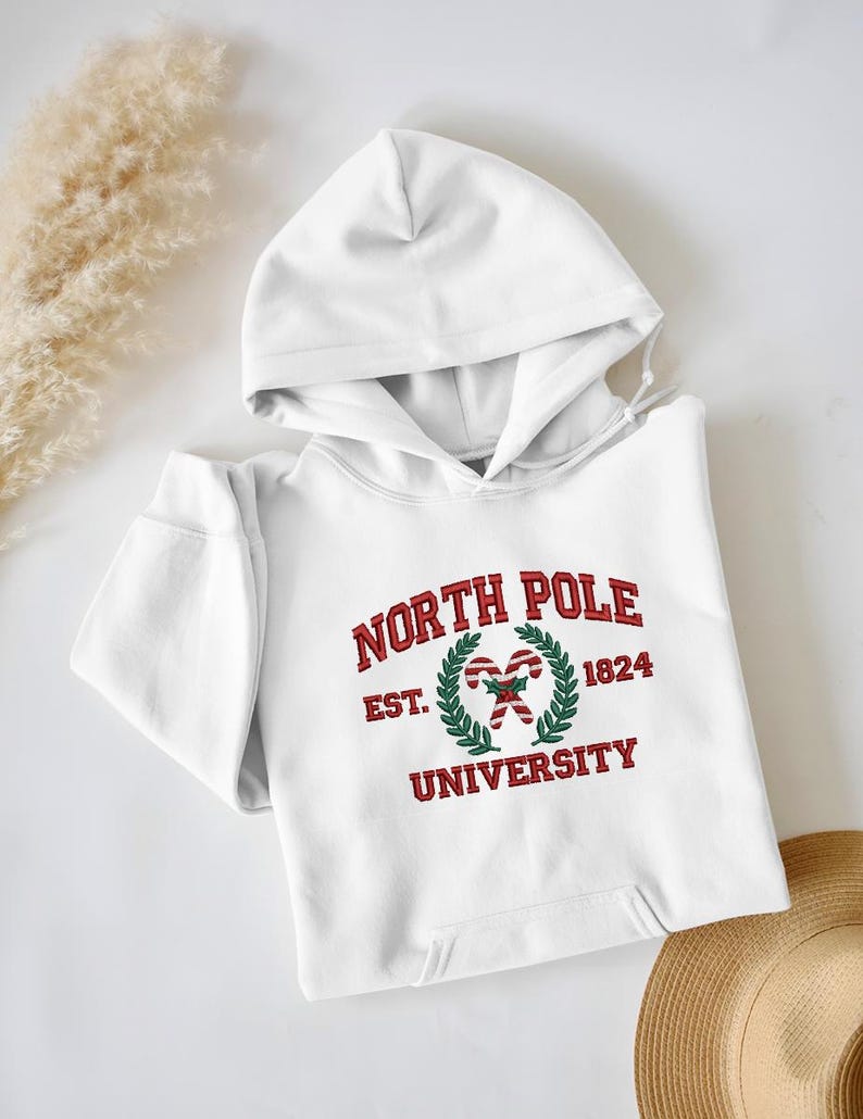 North Pole University Hoodie   Festive Christmas Candy Cane Embroidered Sweatshirt Holiday College Style Pullover Cozy Winter Gift For Xmas Lovers 1762498939268.jpg