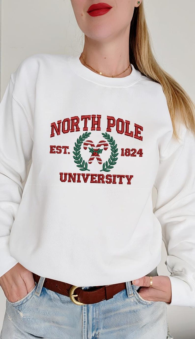 North Pole University Hoodie   Festive Christmas Candy Cane Embroidered Sweatshirt Holiday College Style Pullover Cozy Winter Gift For Xmas Lovers 1762498939317.jpg