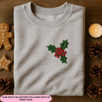 Holly Berries Embroidered Sweatshirt Christmas Sweater Holiday Crewneck Festive Floral Hoodie Winter Sweater Holly Berry Hoodie 1762571876948.png
